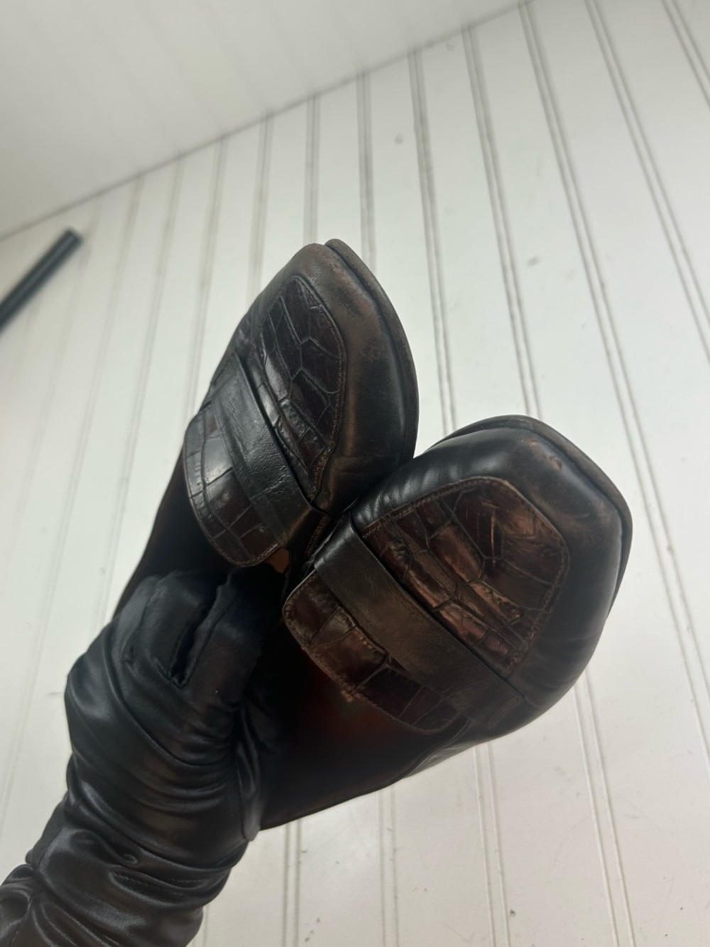 Bally Vintage Leather Croc Embossed Brown Slip On Dress Loafers Menโs Size 6.5 - Picture 9 of 13
